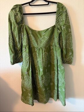 Zara Green Embroidered Mini Dress